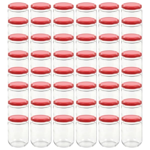 vidaXL Syltetøyglass med røde lokk 48 stk 230 ml