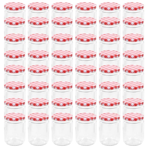 vidaXL syltetøjsglas 48 stk. med hvide og røde låg 230 ml