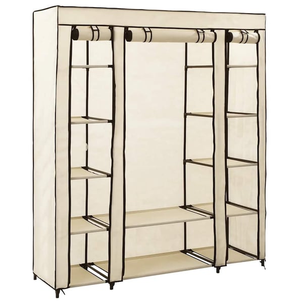 vidaXL Garderobeskap med rom og stenger krem 150x45x176 cm stoff