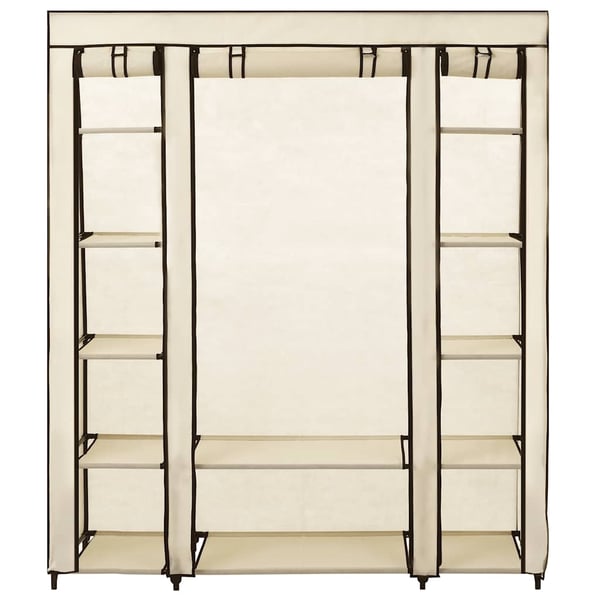 vidaXL Garderobeskap med rom og stenger krem 150x45x176 cm stoff