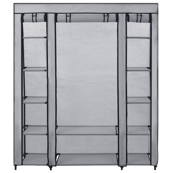vidaXL Garderobeskap med rom og stenger grå 150x45x176 cm stoff