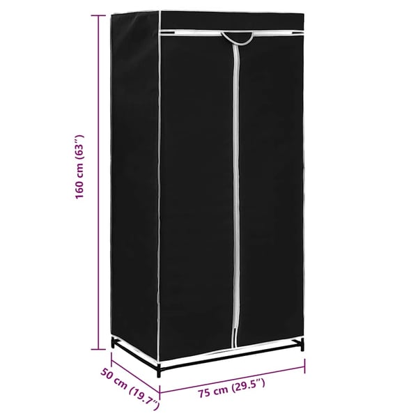 vidaXL Vaatekaapit 2 kpl musta 75x50x160 cm