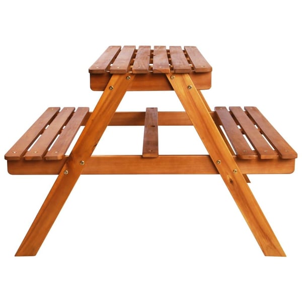 vidaXL Barnepiknikbord med parasoll 79x90x60 cm heltre akasie