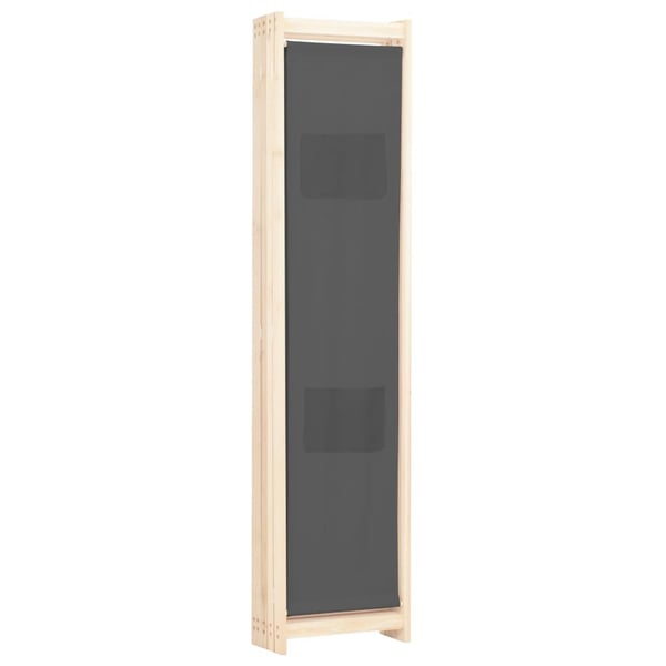 vidaXL Romdeler 5 paneler grå 200x170x4 cm stoff