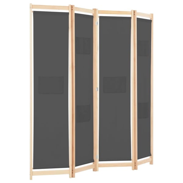 vidaXL Romdeler 4 paneler grå 160x170x4 cm stoff