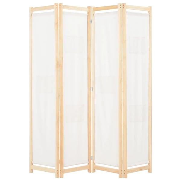 vidaXL Romdeler 4 paneler kremhvit 160x170x4 cm stoff