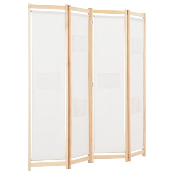 vidaXL Romdeler 4 paneler kremhvit 160x170x4 cm stoff