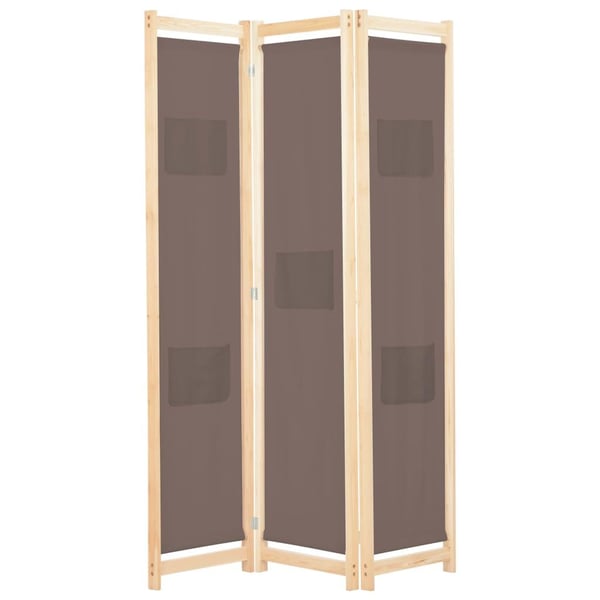 vidaXL Romdeler 3 paneler brun 120x170x4 cm stoff