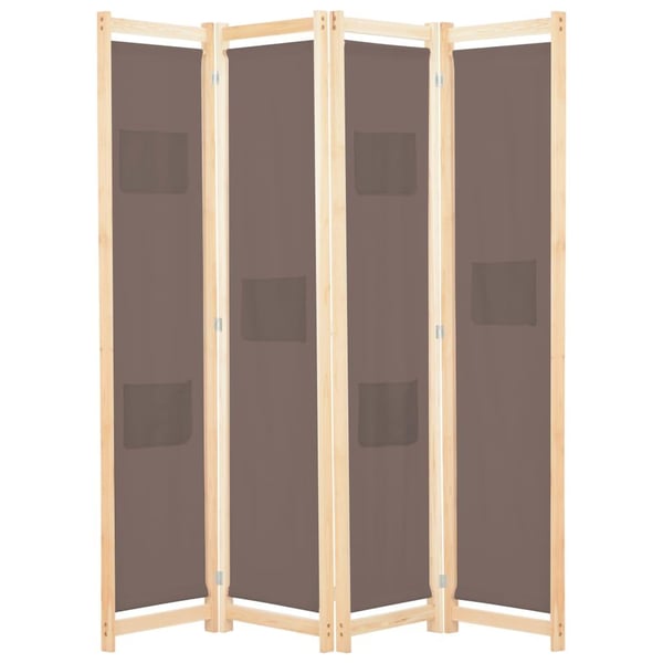 vidaXL Romdeler 4 paneler brun 160x170x4 cm stoff