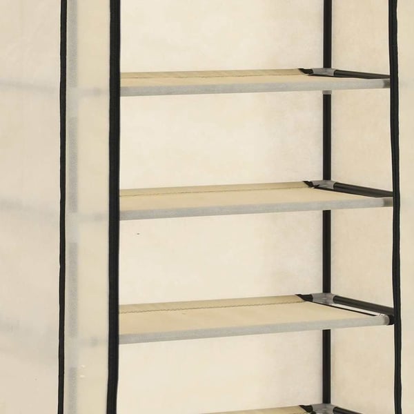 vidaXL Skoskap med trekk kremfarget 57x29x162 cm stoff