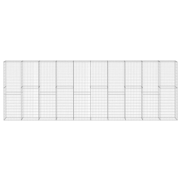 vidaXL gabionvæg med dæksler galvaniseret stål 600 x 30 x 200 cm