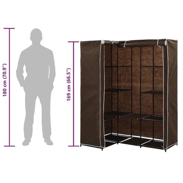 vidaXL Hjørnegarderobe brun 130x87x169 cm