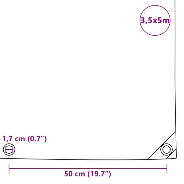 vidaXL Presenning 650 g/m² grå 3,5x5 m