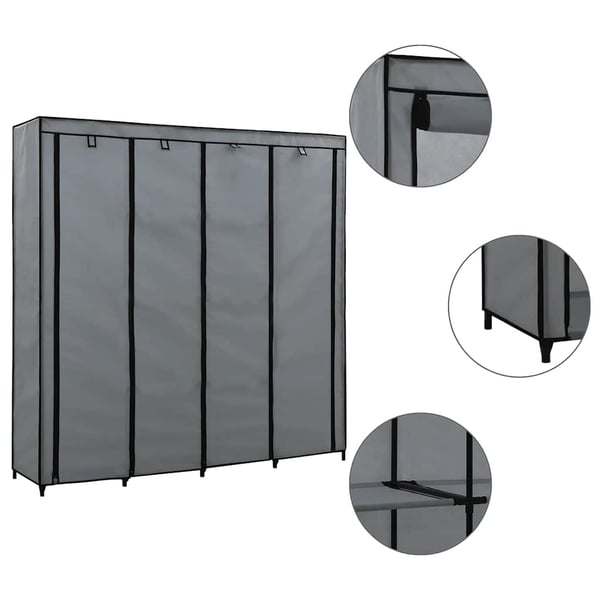 vidaXL klædeskab med 4 rum 175 x 45 x 170 cm grå
