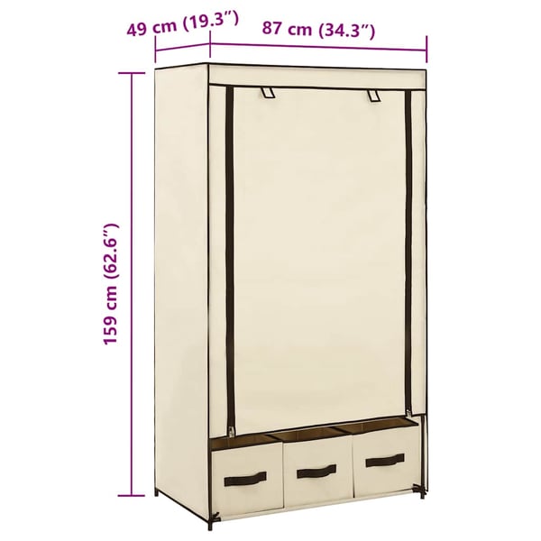 vidaXL Vaatekaappi kerma 87x49x159 cm kangas