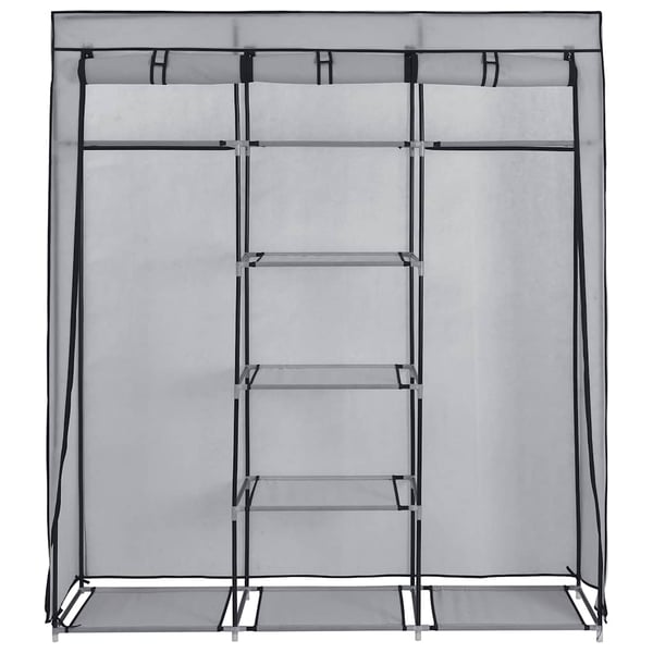 vidaXL Garderobe med skap og stenger grå 150x45x175 cm stoff