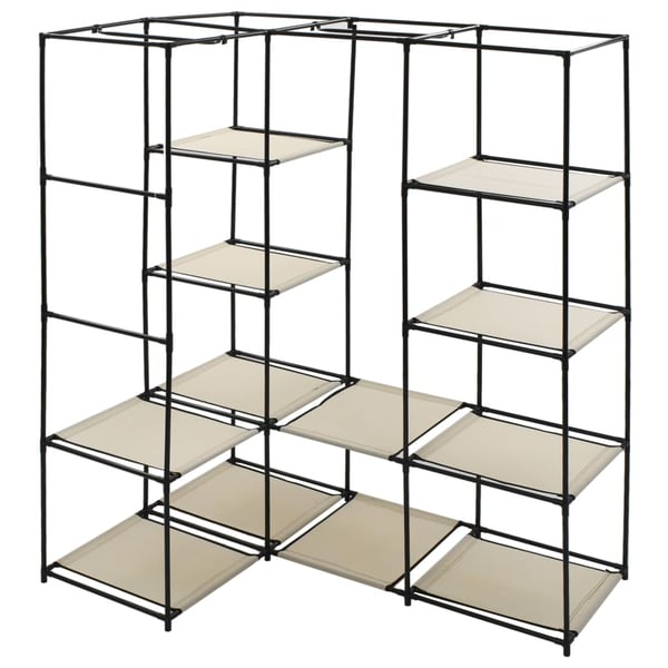 vidaXL Hjørnegarderobe kremhvit 130x87x169 cm