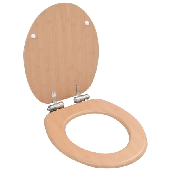 vidaXL toiletsæder 2 stk. med soft close-låg MDF bambusdesign