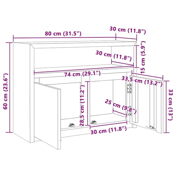 vidaXL Skänk 80x30x60 cm massiv teak