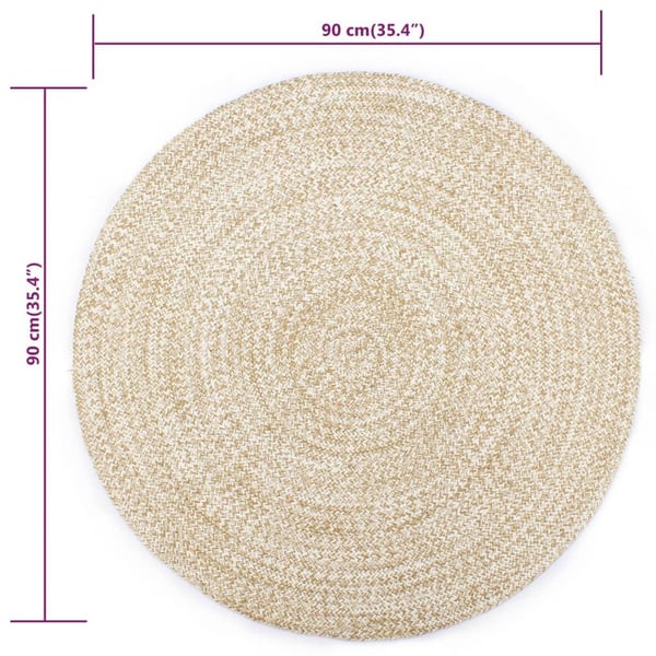 vidaXL håndlavet tæppe jute 90 cm hvid og naturfarvet