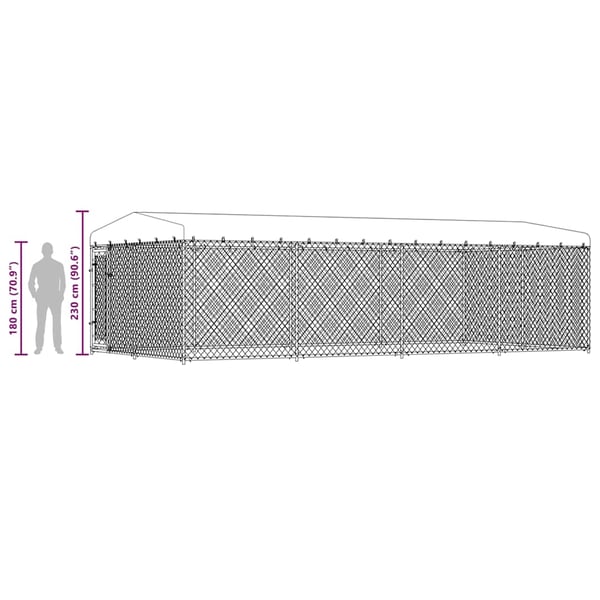 vidaXL Koiran ulkohäkki katoksella 7,6x3,8x2,3 m
