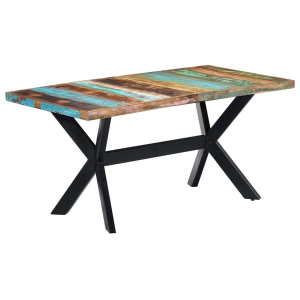 vidaXL spisebord 160x80x75 cm massivt genbrugstræ