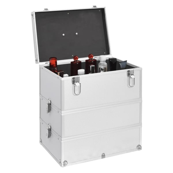vidaXL Sminkeveske 37x24x40 cm sølv aluminium