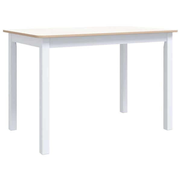 vidaXL Spisebord hvit og brun 114x71x75 cm heltre gummitre