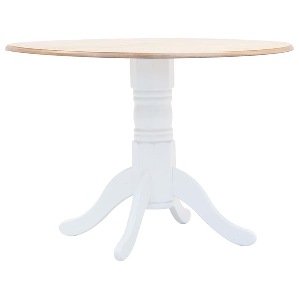 vidaXL spisebord 106 cm massivt gummitræ hvid og brun