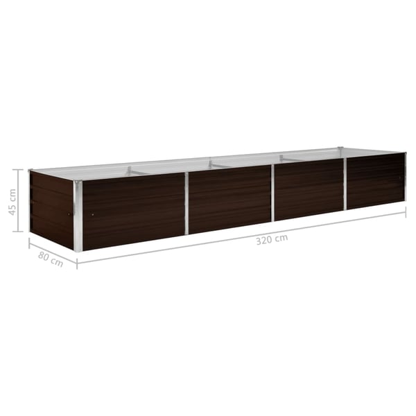 vidaXL Høybed brun 320x80x45 cm galvanisert stål