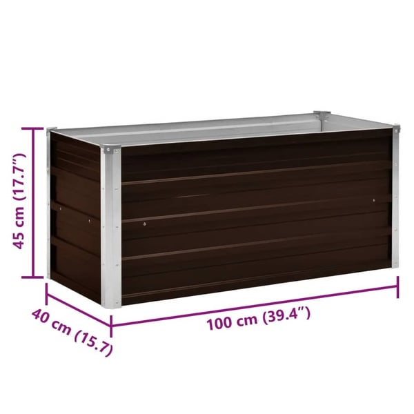 vidaXL Høybed brun 100x40x45 cm galvanisert stål