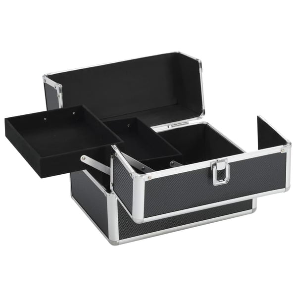 vidaXL makeupkuffert 22 x 30 x 21 cm sort aluminium