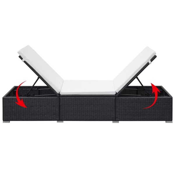 vidaXL liggestole med hynder 2 stk. polyrattan sort