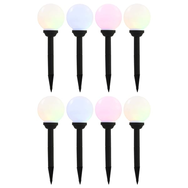vidaXL soldrevne udendørslamper LED 8 stk. 15 cm runde RGB