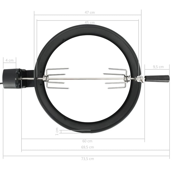 vidaXL BBQ ringsæt til rotisserie 47 cm sort