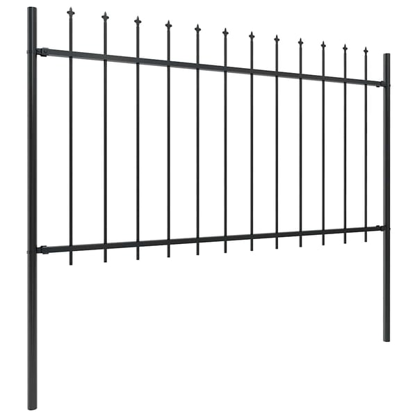 vidaXL Hagegjerde med spydtopp stål 181x120 cm svart