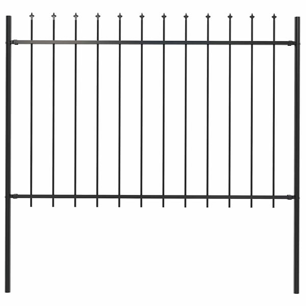 vidaXL Hagegjerde med spydtopp stål 181x150 cm svart