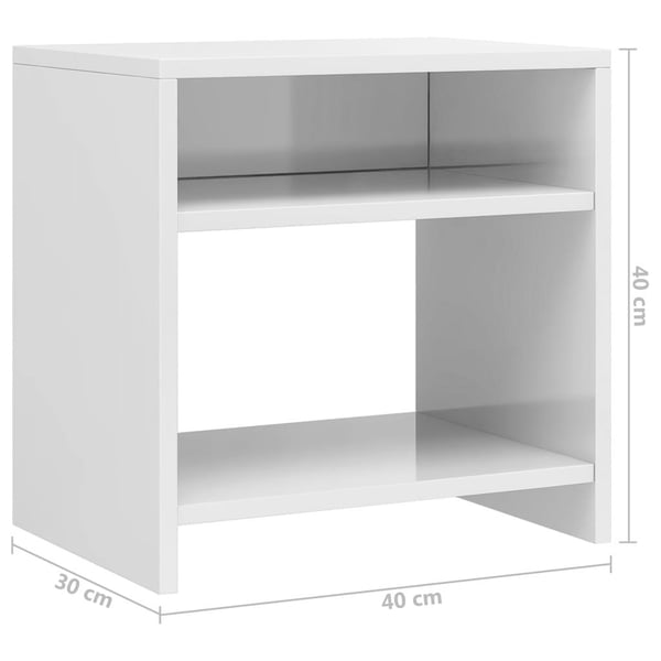 vidaXL sengeskabe 2 stk. 40 x 30 x 40 cm spånplade hvid højglans