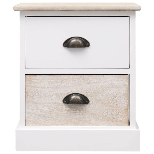 vidaXL Nattbord 2 stk hvit og naturlig 38x28x45 cm keisertre