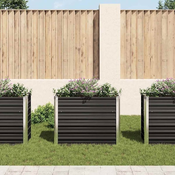 vidaXL hævet plantekasse 100x40x77 cm galvaniseret stål antracitgrå