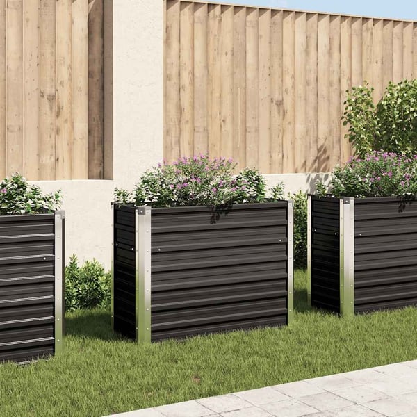vidaXL hævet plantekasse 100x40x77 cm galvaniseret stål antracitgrå