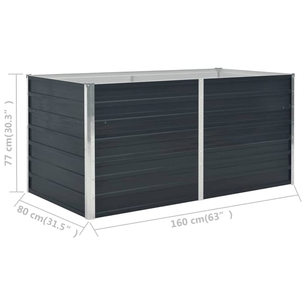 vidaXL Hevet blomsterkasse antrasitt 160x80x77 cm galvanisert stål