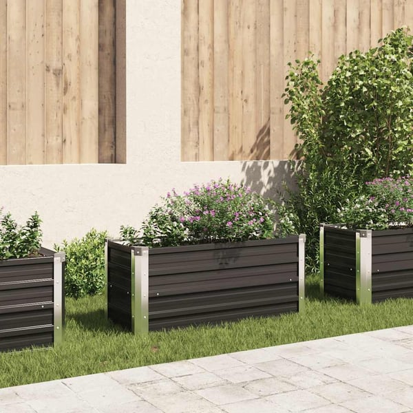 vidaXL hævet plantekasse 100x40x45 cm galvaniseret stål antracitgrå