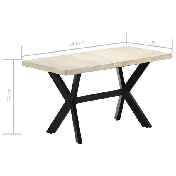 vidaXL Spisebord 140x70x75 cm bleket heltre mango