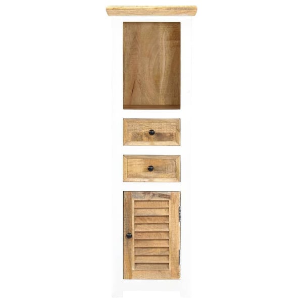 vidaXL højskab 40x30x128 cm massivt ru mangotræ hvid og brun