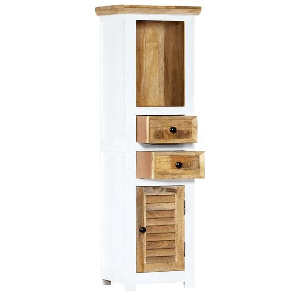 vidaXL højskab 40x30x128 cm massivt ru mangotræ hvid og brun