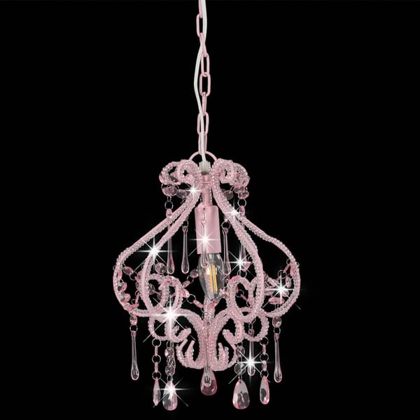 vidaXL loftlampe med perler rund E14 pink