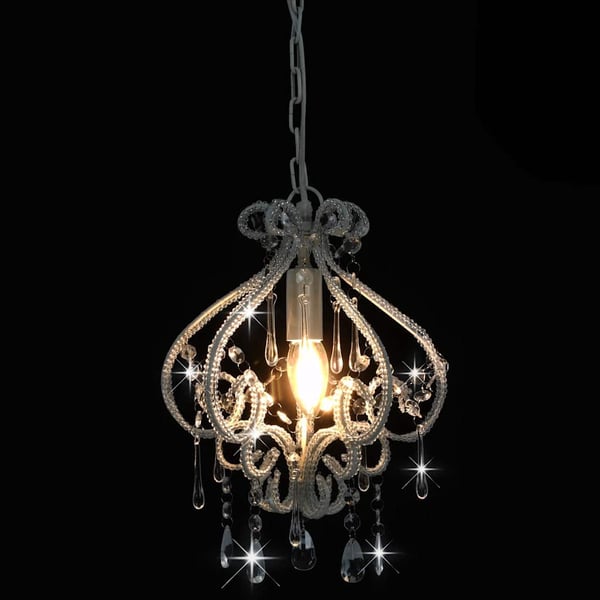 vidaXL Taklampe med perler hvit rund E14