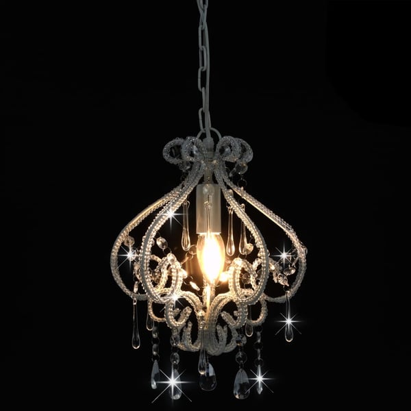 vidaXL loftlampe med perler rund E14 hvid