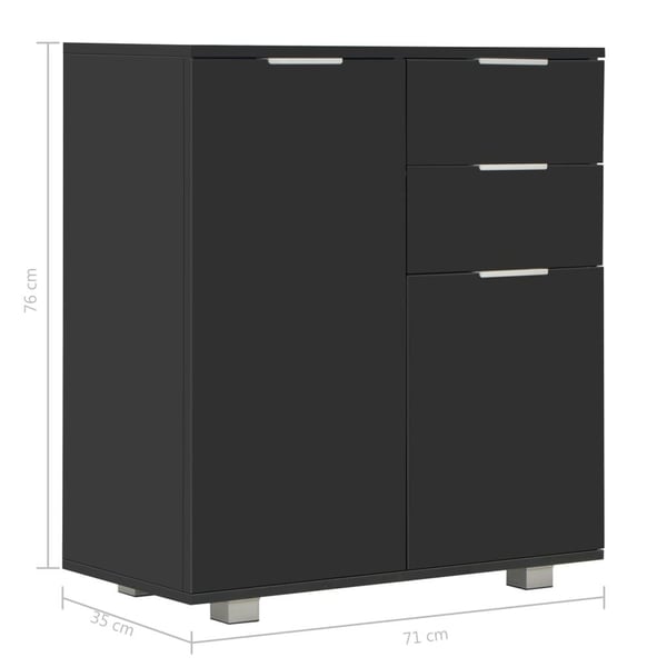 vidaXL skænk 71x35x80 cm spånplade sort højglans